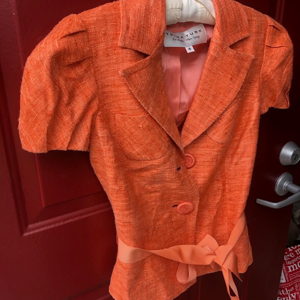 Trina Turk Orange Button Blazer Size 4.
